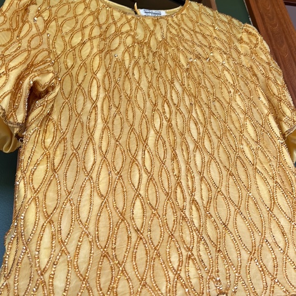 Vintage, Gold sequin blouse-XL. Gorgeous! - Picture 2 of 11